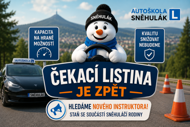 Čekací listina u autoškoly Sněhulák